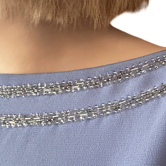 Evina Ruth Ullmann Dress Cowl back Lavender Beaded Vintage 80s Union Label ILGWU - Picture 10 of 16